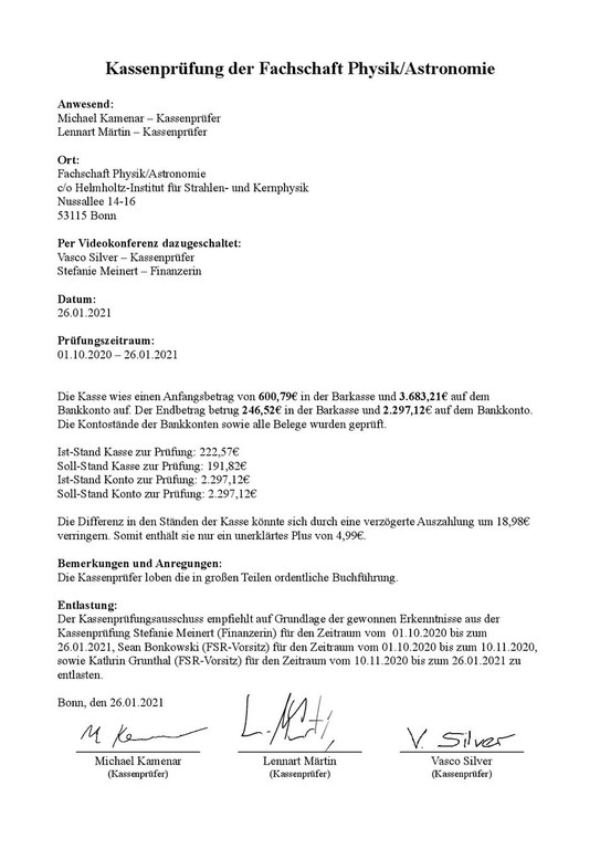 Kassenprüfungsbericht HHJ 2020/21 vom 2020-10-01 bis 2021-01-25
