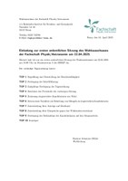 Einladung zur 1. Ordentlichen Sitzung des Wahlausschusses am 22.04.2025