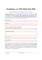 Kandidaturbogen zur FSV-Wahl Mai 2025