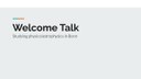 Master Welcome Talk